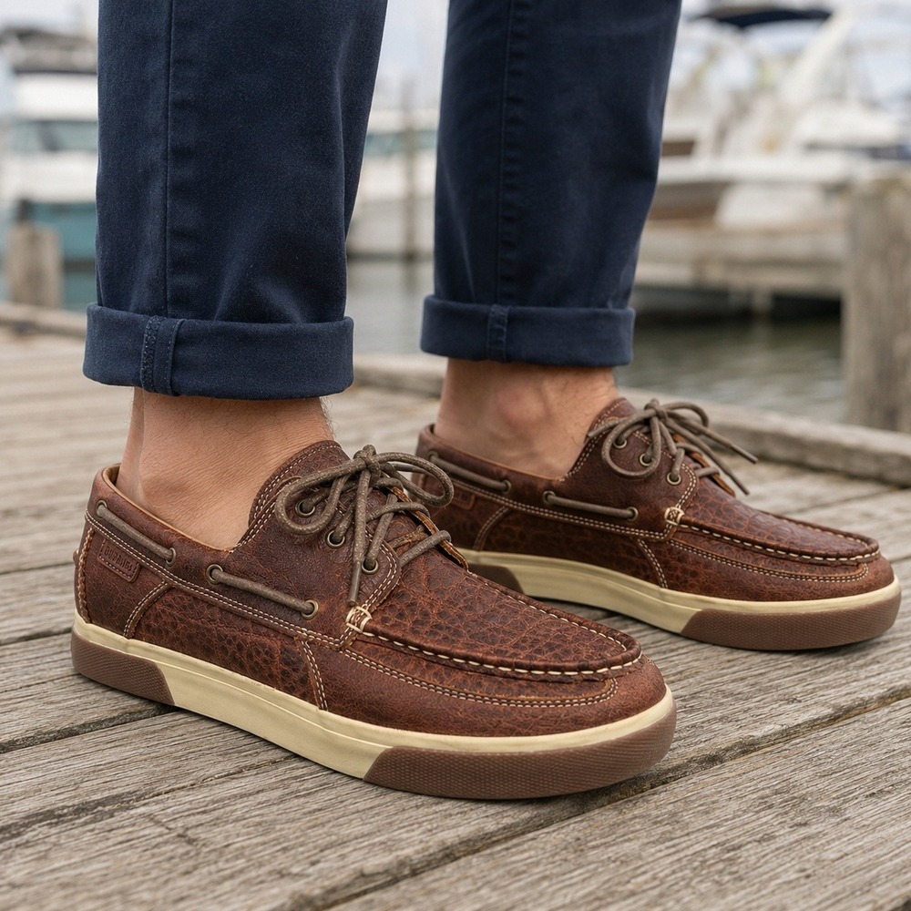Durango Music City Boat Shoes 11 Brown Gator Embossed Leather Moccasins Mens